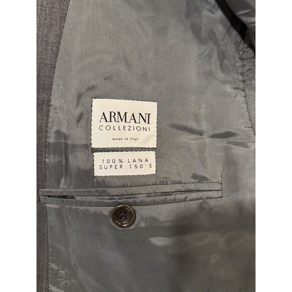 Armani Collezioni Mens Blazer Gray Pinstriped Super 150s Wool Suit Jacket 44R - Picture 3 of 14